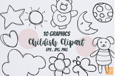 Hand Drawn Childish Clipart