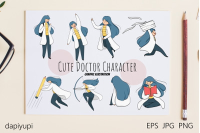 Cute Doctor Character Illustration