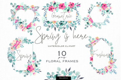 Spring is here. Floral frames set.