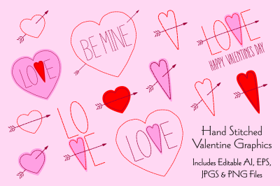 Hand Stitched Valentine Graphics