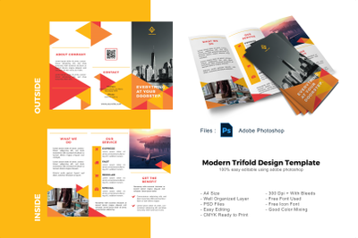 Triangle business concept trifold brochure photoshop template