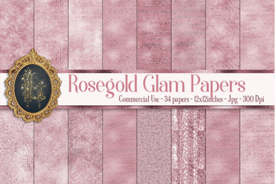 34 Rosegold Glam Digital Papers Sequin Glitter Luxury Papers