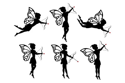 silhouette of fairy with arrow