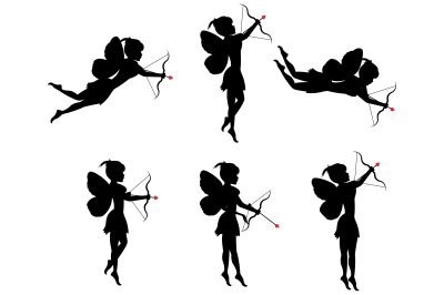 silhouette of fairy with arrow