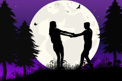 silhouette of couple in love, simple vector illustration