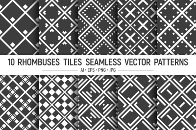 10 seamless rhombuses vector patterns