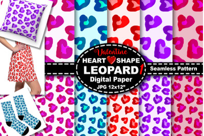 Heart Leopard Seamless Pattern Digital Paper Set