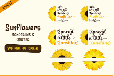 Sunflower svg | Quotes and Monograms | 2 Styles