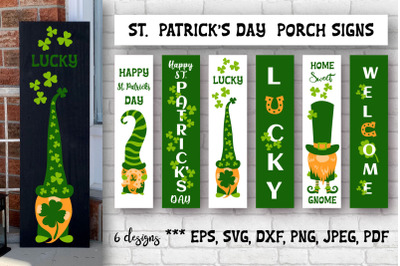 St. Patrick&#039;s Gnomes porch signs bundle. SVG cutting files.