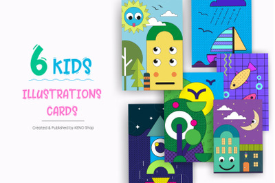 Cute Kids illustration posters.