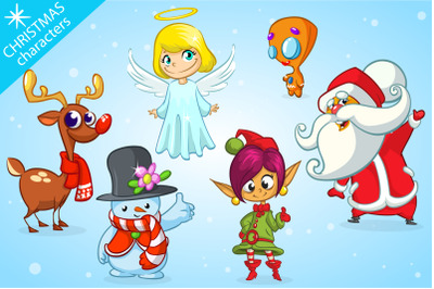 Christmas Cartoon Characters. Vector illustration