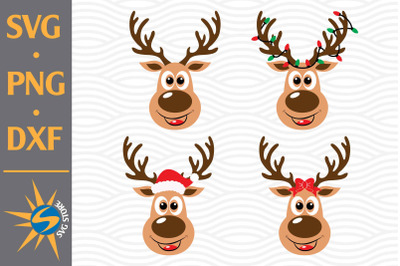 Reindeer Head SVG&2C; PNG&2C; DXF Digital Files Include