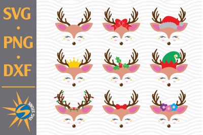 Reindeer Face SVG, PNG, DXF Digital Files Include