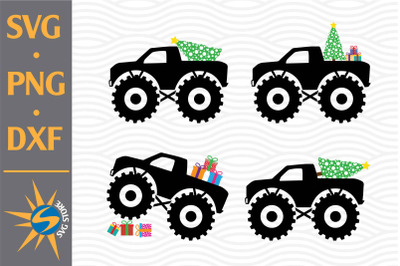 Monster Truck Christmas SVG&2C; PNG&2C; DXF Digital Files Include