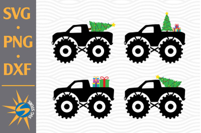 Monster Truck Christmas SVG&2C; PNG&2C; DXF Digital Files Include