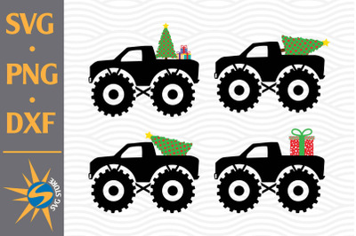 Monster Truck Christmas SVG&2C; PNG&2C; DXF Digital Files Include