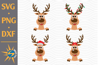 Reindeer Head SVG&2C; PNG&2C; DXF Digital Files Include