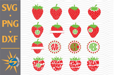 Strawberry Monogram SVG, PNG, DXF Digital Files Include