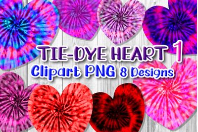 Tie-Dye Heart Sublimation PNG Heart Shape Design Clipart Set 1