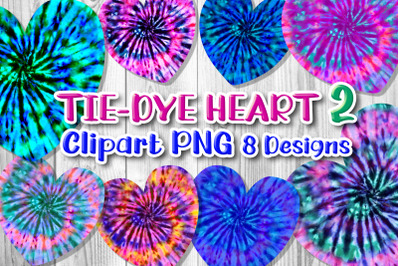 Tie-Dye Heart Sublimation PNG Heart Shape Design Clipart Set 12