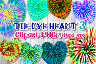 Tie-Dye Heart Sublimation PNG Heart Shape Design Clipart Set 13