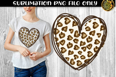Heart Sublimation PNG Heart Shape Design Leopard Clipart 1
