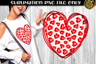 Heart Sublimation PNG Heart Shape Design Leopard Clipart 4