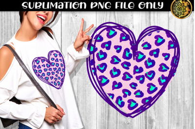 Heart Sublimation PNG Heart Shape Design Leopard Clipart 7