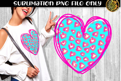 Heart Sublimation PNG Heart Shape Design Leopard Clipart 8