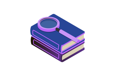 Isometric 3d icon searching in library data