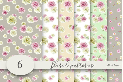 Floral Flowers patterns Digital Paper Seamless Patterns