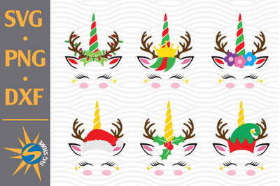 Unicorn Head Christmas SVG, PNG, DXF Digital Files Include