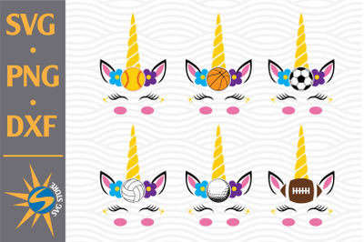 Unicorn Head Sportball SVG, PNG, DXF Digital Files Include