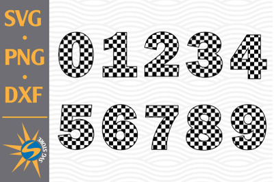 Checkered Numbers SVG, PNG, DXF Digital Files Include