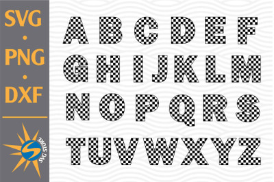 Checkered Alphabet SVG, PNG, DXF Digital Files Include