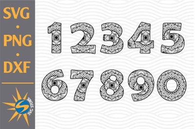 Mandala Numbers SVG, PNG, DXF Digital Files Include