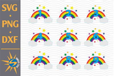 Rainbow Numbers SVG, PNG, DXF Digital Files Include