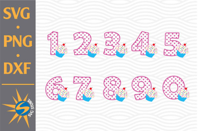 Cupcake Numbers SVG, PNG, DXF Digital Files Include