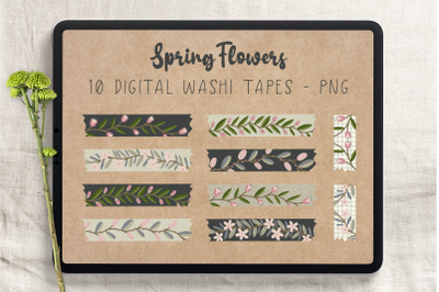 Spring Flowers Digital Washi Tapes
