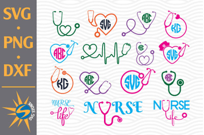 Stethoscope Monogram SVG&2C; PNG&2C; DXF Digital Files Include