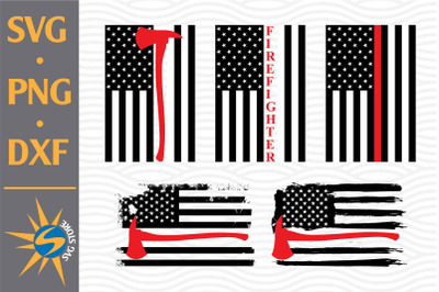 Firefighter America Flag SVG&2C; PNG&2C; DXF Digital Files Include