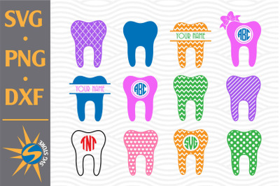 Tooth Monogram SVG&2C; PNG&2C; DXF Digital Files Include