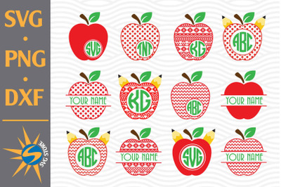 Apple Pattern Monogram SVG, PNG, DXF Digital Files Include