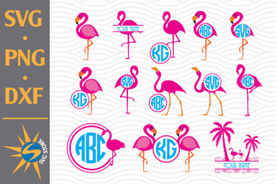 Flamingo Monogram SVG&2C; PNG&2C; DXF Digital Files Include