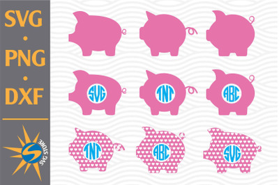 Cute Pig Monogram SVG&2C; PNG&2C; DXF Digital Files Include