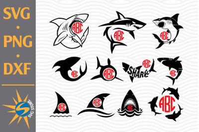 Shark Monogram SVG&2C; PNG&2C; DXF Digital Files Include