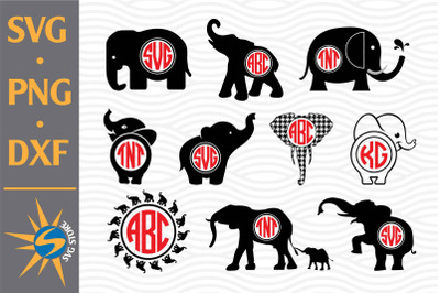 Elephant Monogram SVG, PNG, DXF Digital Files Include