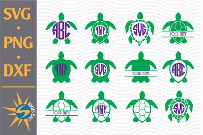 Sea Turtles Monogram SVG, PNG, DXF Digital Files Include