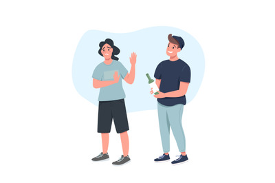 Teenager refusing alcohol flat color vector faceless character