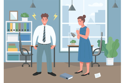 Domestic violence flat color vector illustration